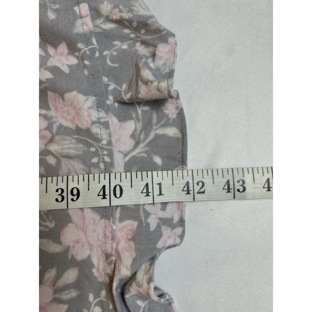 Eileen West Women's Night Gown Sz Small Gray Pink Floral Pattern With Lace Trim - Picture 8 of 10